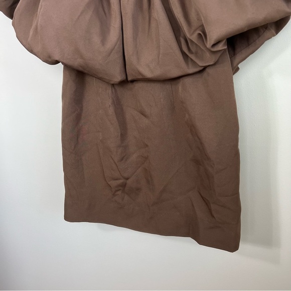 Anthropologie Nikita Mhaisalkar Off-The-Shoulder Bubble‎ Dress Chocolate Brown - Picture 8 of 13
